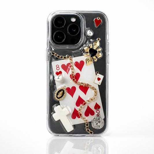 Eight of Hearts 3D charm chain iPhone case — product view 1