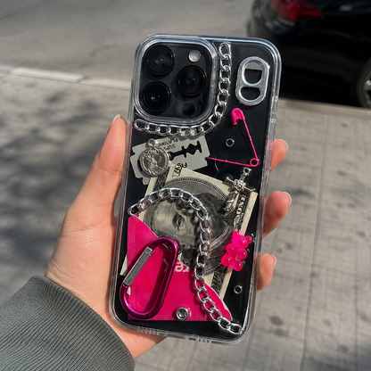 Pink Voltage — 3D Punk Metal Chain iPhone Case