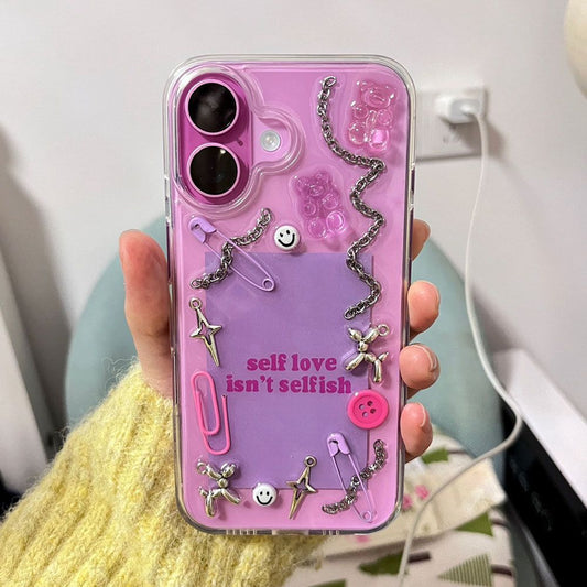 Self Love — Y2K 3D Charm Chain iPhone Case