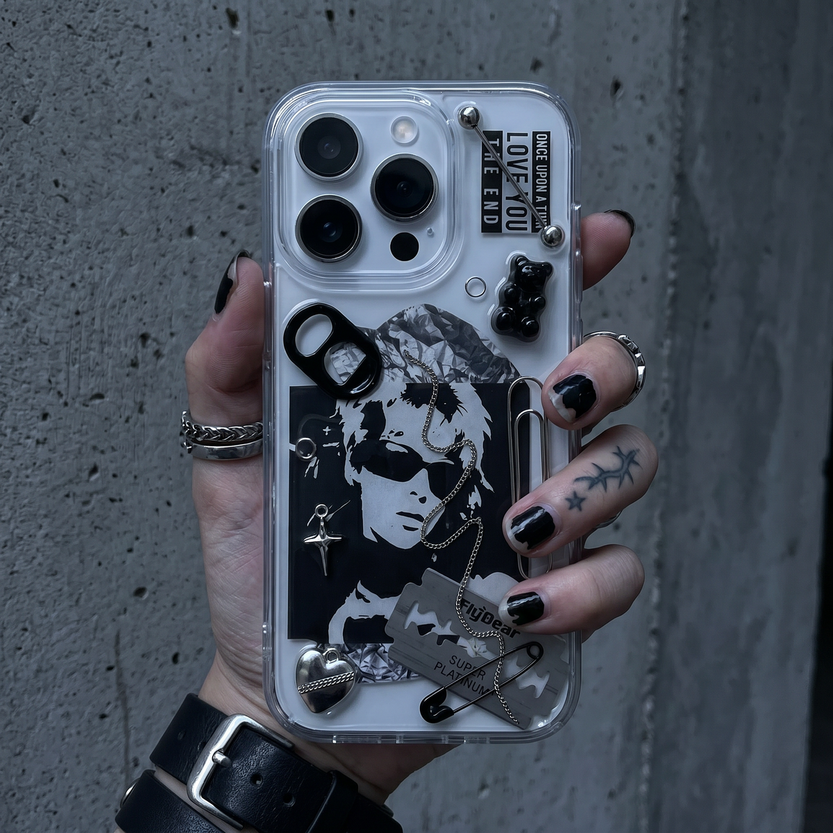 Black Rebel 3D punk chain iPhone case — product view 1