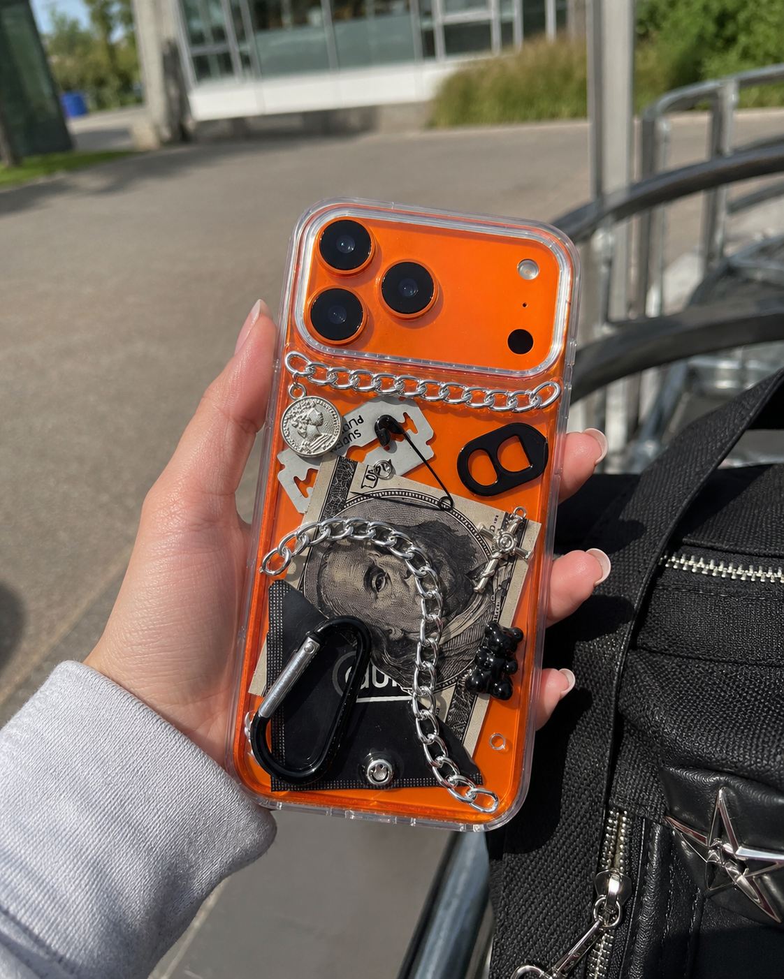 Dark Voltage 3D punk metal chain iPhone case — product view 2