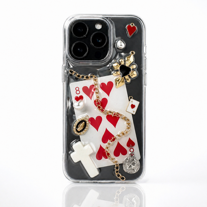 Eight of Hearts 3D charm chain iPhone case — product view 1