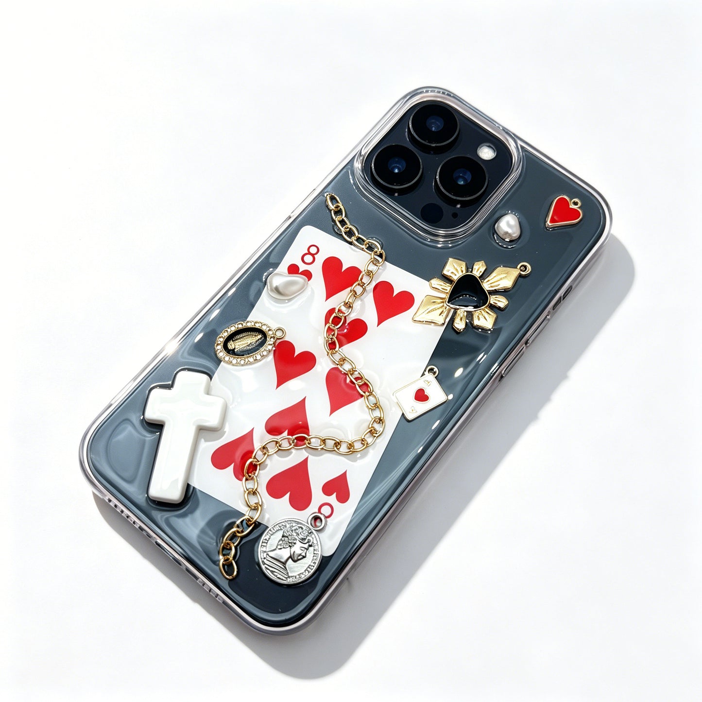 Eight of Hearts 3D charm chain iPhone case — product view 6