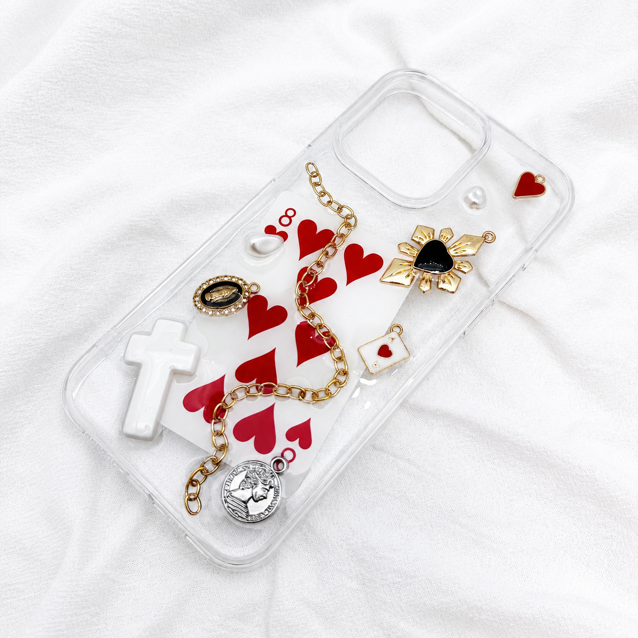 Eight of Hearts 3D charm chain iPhone case — product view 7