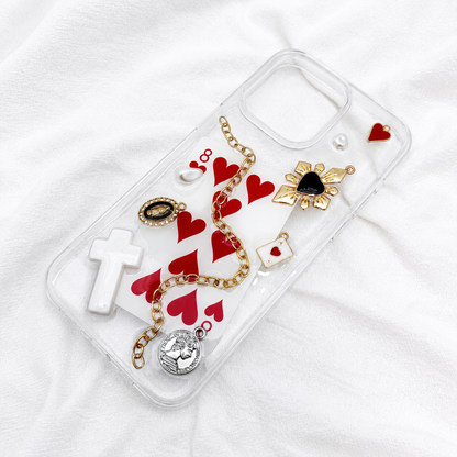 Eight of Hearts 3D charm chain iPhone case — product view 7