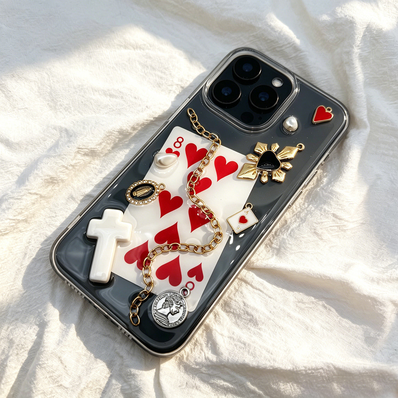 Eight of Hearts 3D charm chain iPhone case — product view 8