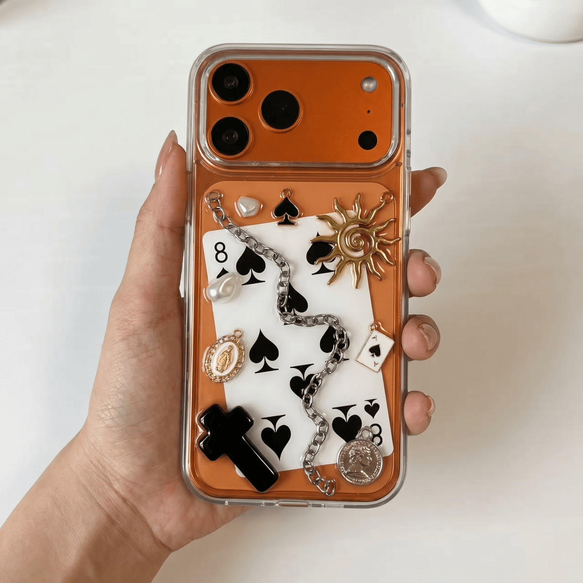 Golden Spade 3D charm iPhone case — product view 3