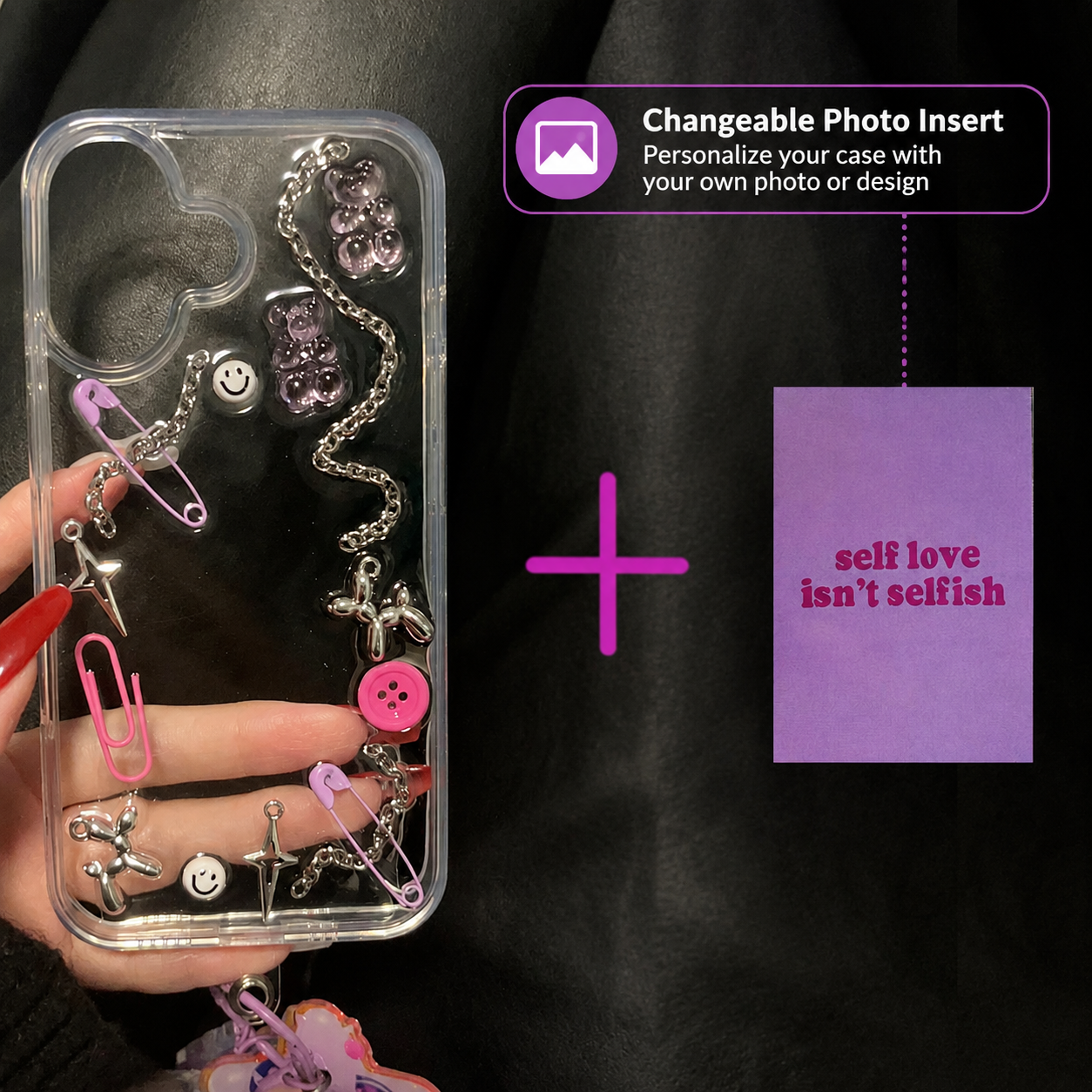 Self Love changeable photo insert iPhone case — product view 10