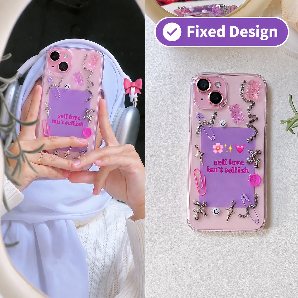 Self Love fixed design iPhone case — product view 2