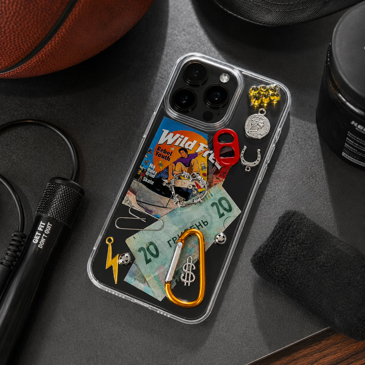 Street Rush transparent 3D punk iPhone case — product view 3